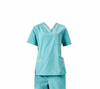 SKSN005 Customized operating gowns short sleeve nurse's clothes hand washing clothes beauty salon uniform split suit hand washing clothes hand washing clothes operating gowns manufacturer front view